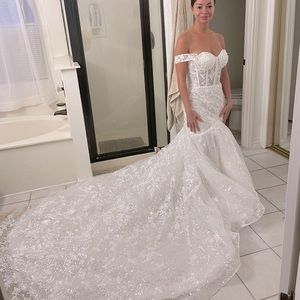 Never been worn, custom dress from Etsy. White embroidered lace with sequins